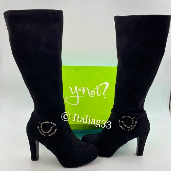 High Heel Boots Black Suede YNOT MAGMA Size 7.5 Gently Used w/ Box - Picture 6 of 15